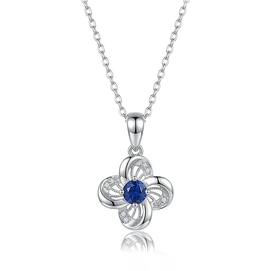 Samsara Bleu natural sapphire necklace front view | SARATTI
