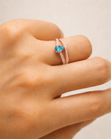 Santa Maria blue aquamarine ring with pear shaped center stone in 18K Rose Gold - SARATTI