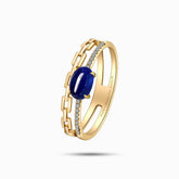 Oval Sapphire Cuban Chain Ring | Modern Gem Jewelry | Saratti