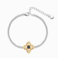 Natural Blue Sapphire Two Tone Bracelet