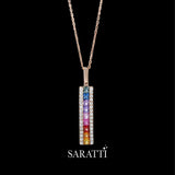 Fancy Colored Natural Sapphire and Diamond 18K Rose Gold Necklace | Saratti Jewelry