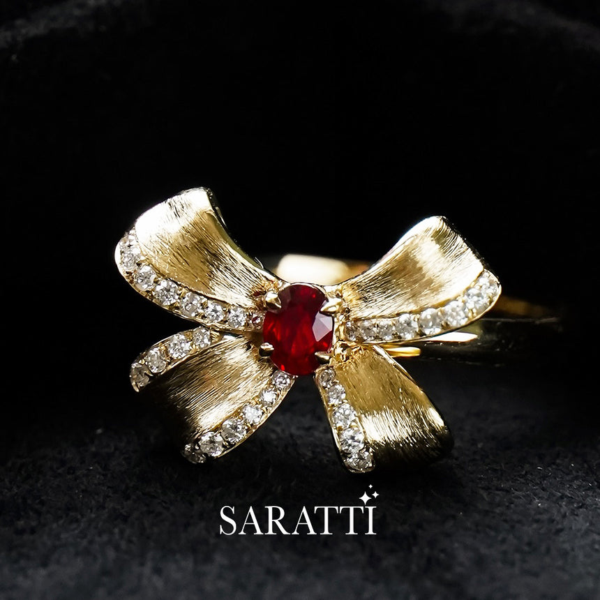 Rouge Ribbon Pigeon Blood Red Natural Ruby Ring