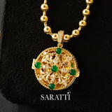 Emerald Rosette - Natural Emerald & Diamond Pendant