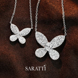 Petite diamond butterfly charm necklace in platinum | SARATTI