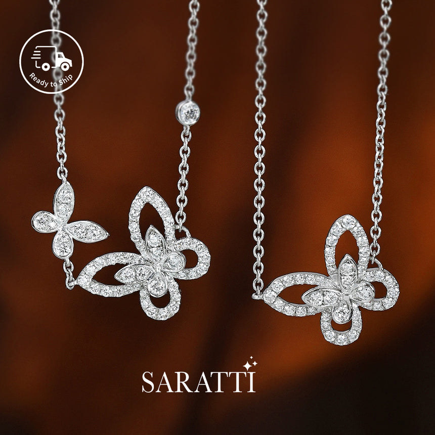 Petale Lumière diamond jewelry set in soft petal design | SARATTI.