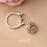 Coffee Diamond Split Shank Ring 2 in 1