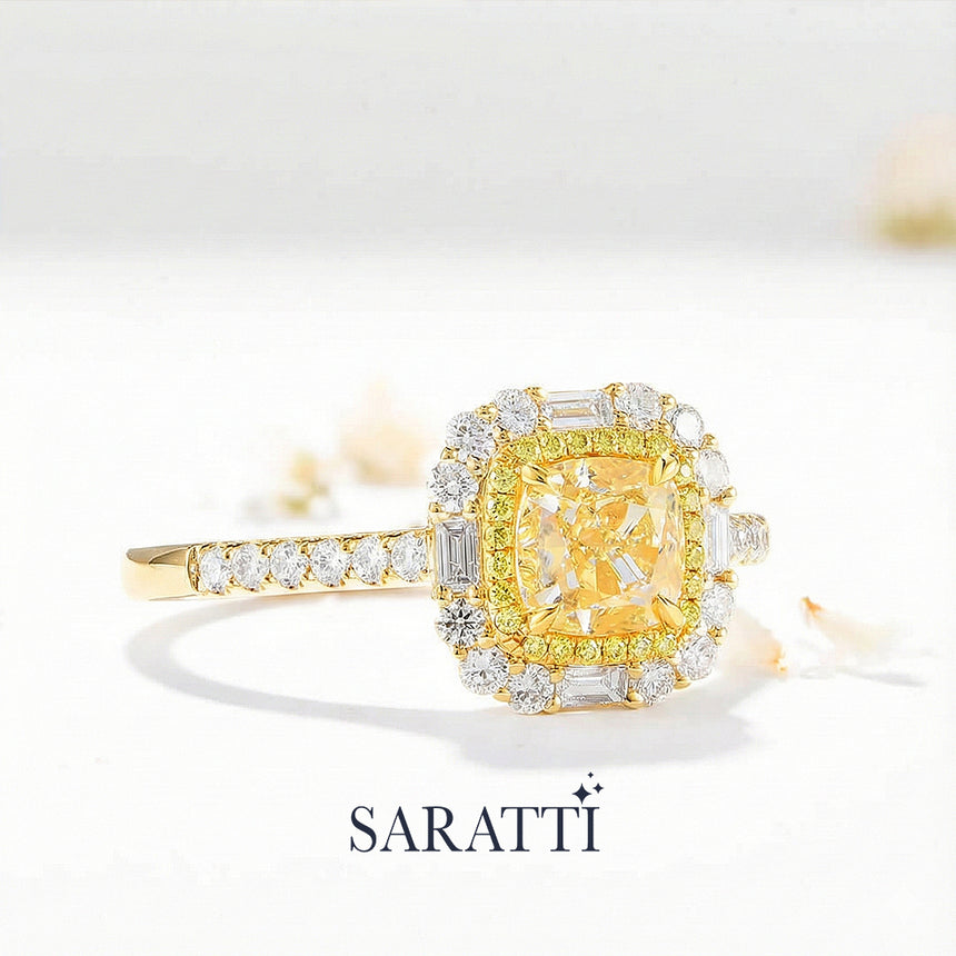 Floral Background with 18K yellow Gold ring | SARATTI