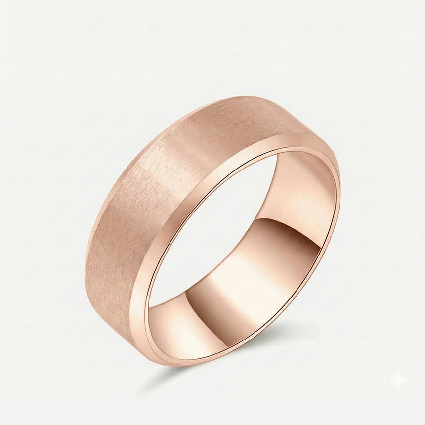 8mm mens wedding band minimalist luxury ring in 18K rose gold | SARATTI