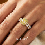 Yellow diamond promise ring on a model Rose gold | SARATTI