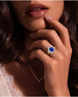 Sapphire and diamond anniversary ring with split shank in 18K rose gold - SARATTI