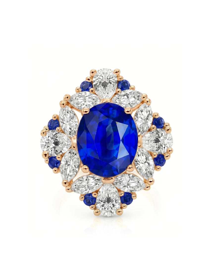 Sapphire and diamond cocktail ring for meaningful gifts in 18K rose gold | SARATTI