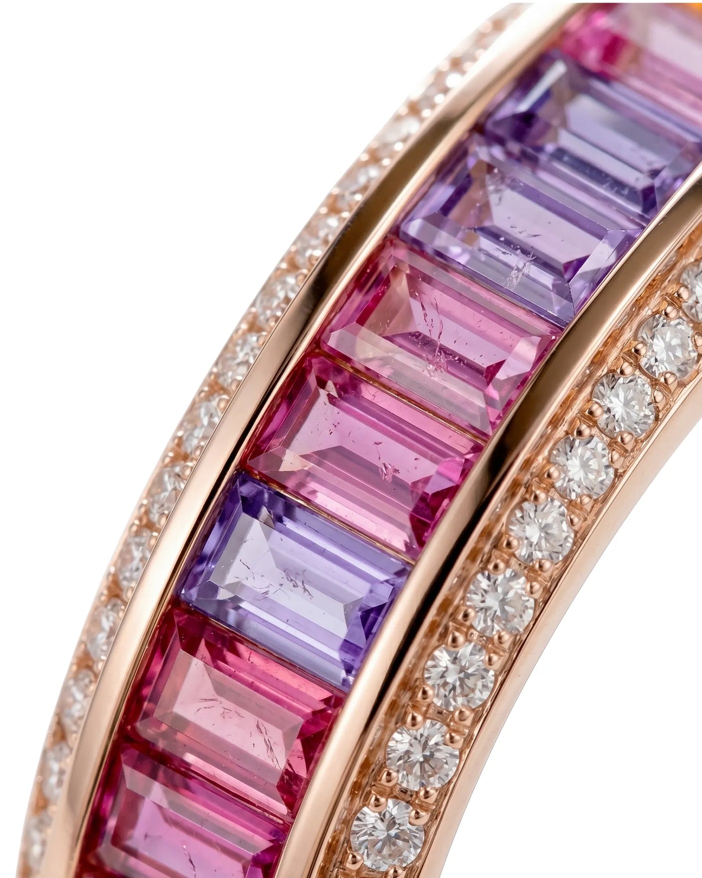 Sapphire and diamond gift band with colorful gradient design in 18K rose gold | SARATTI