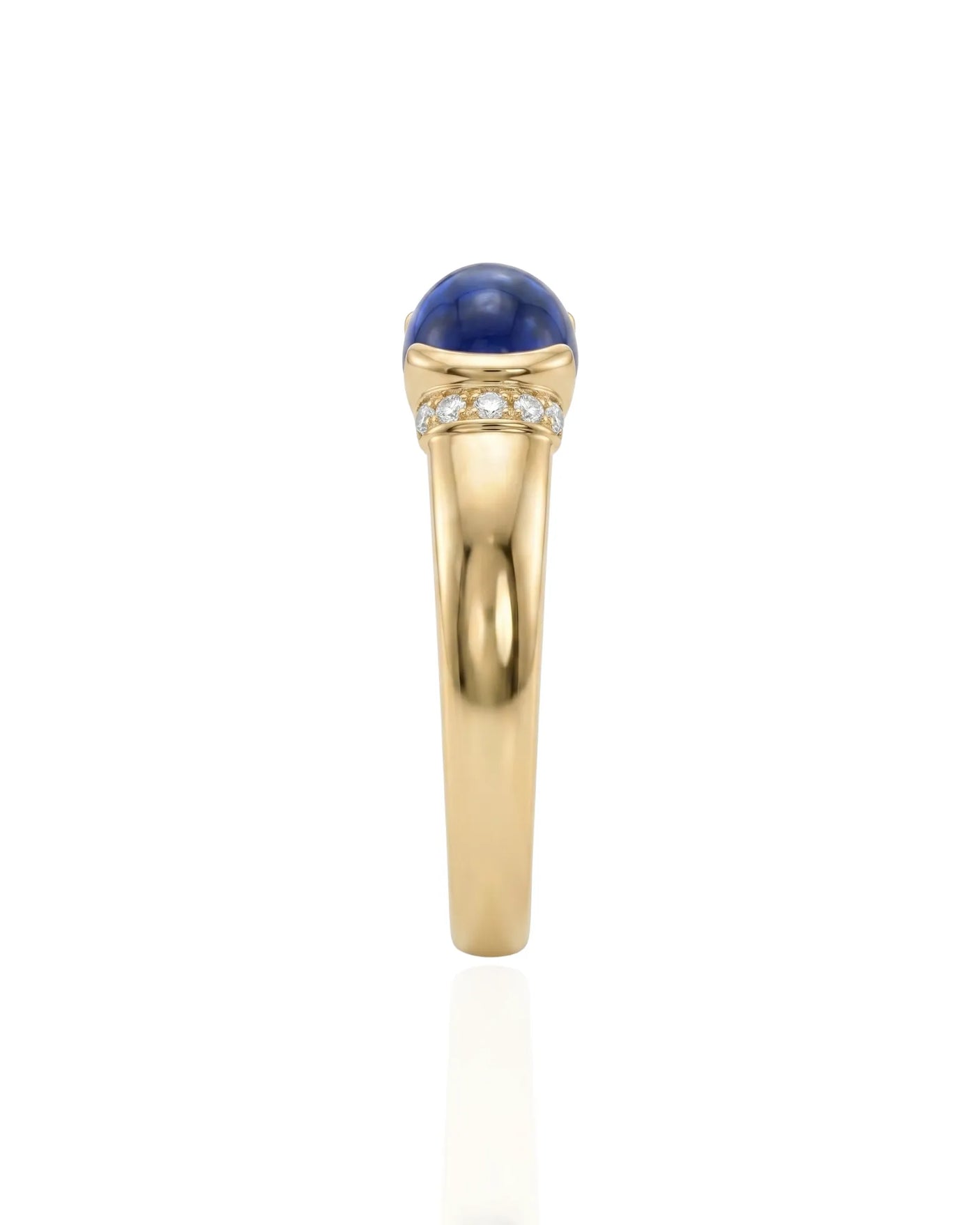 Sapphire and diamond promise ring with clean tension setting in 18K yellow gold | SARATTI