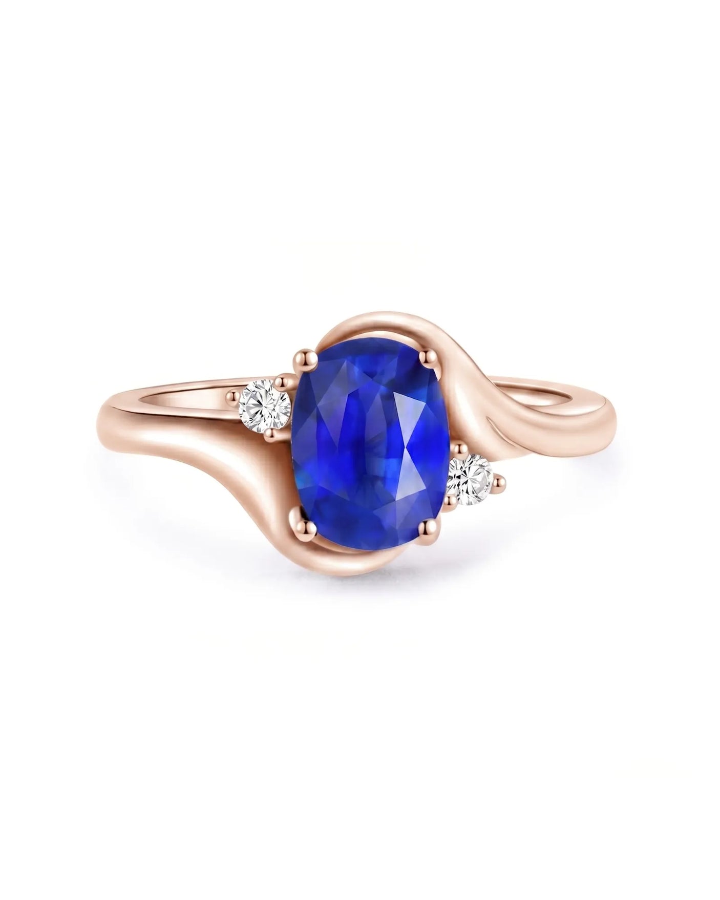 Sapphire and diamond promise ring with twisted shank in 18K rose gold | SARATTI
