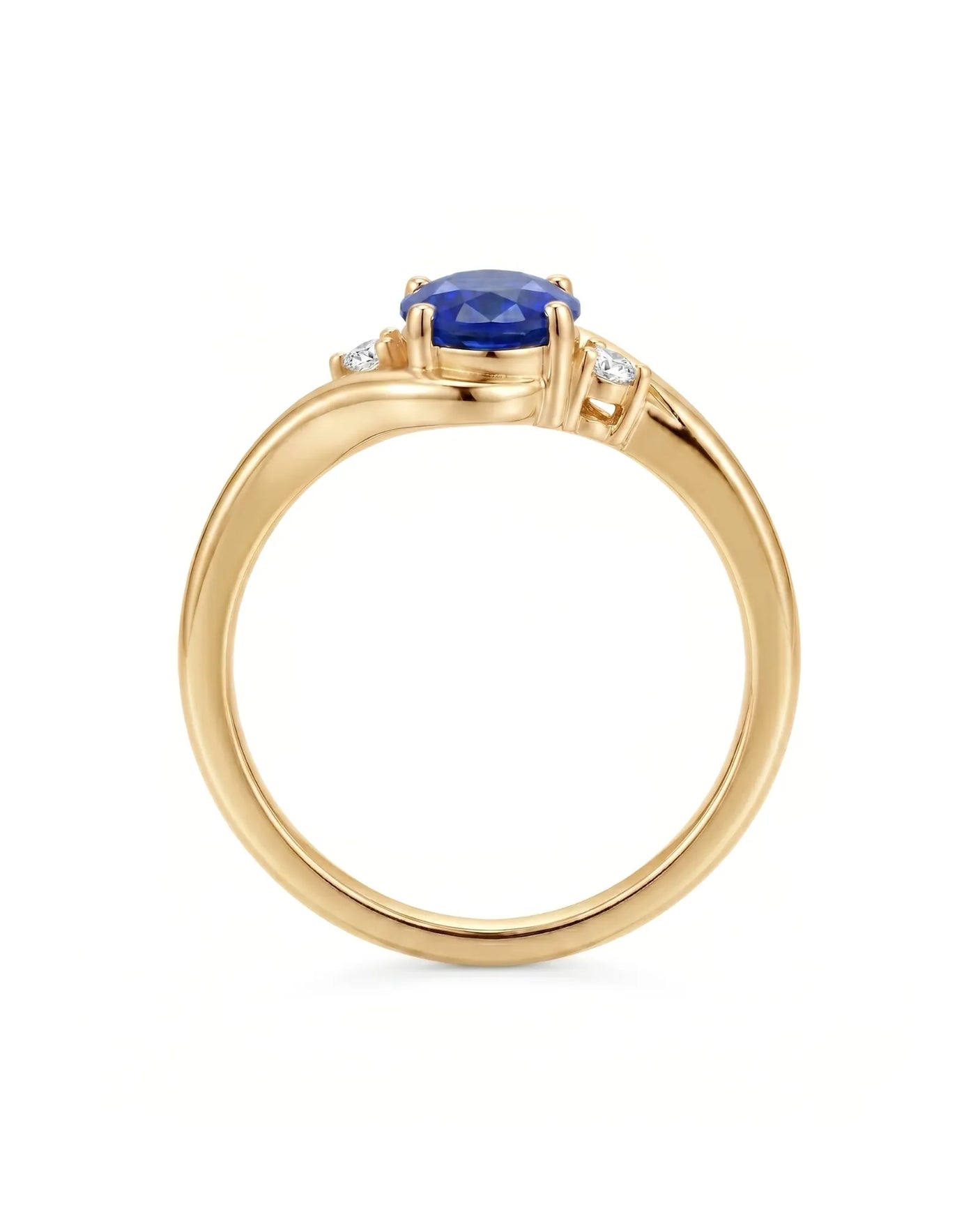 Sapphire and diamond promise ring with twisted shank in 18K yellow gold | SARATTI