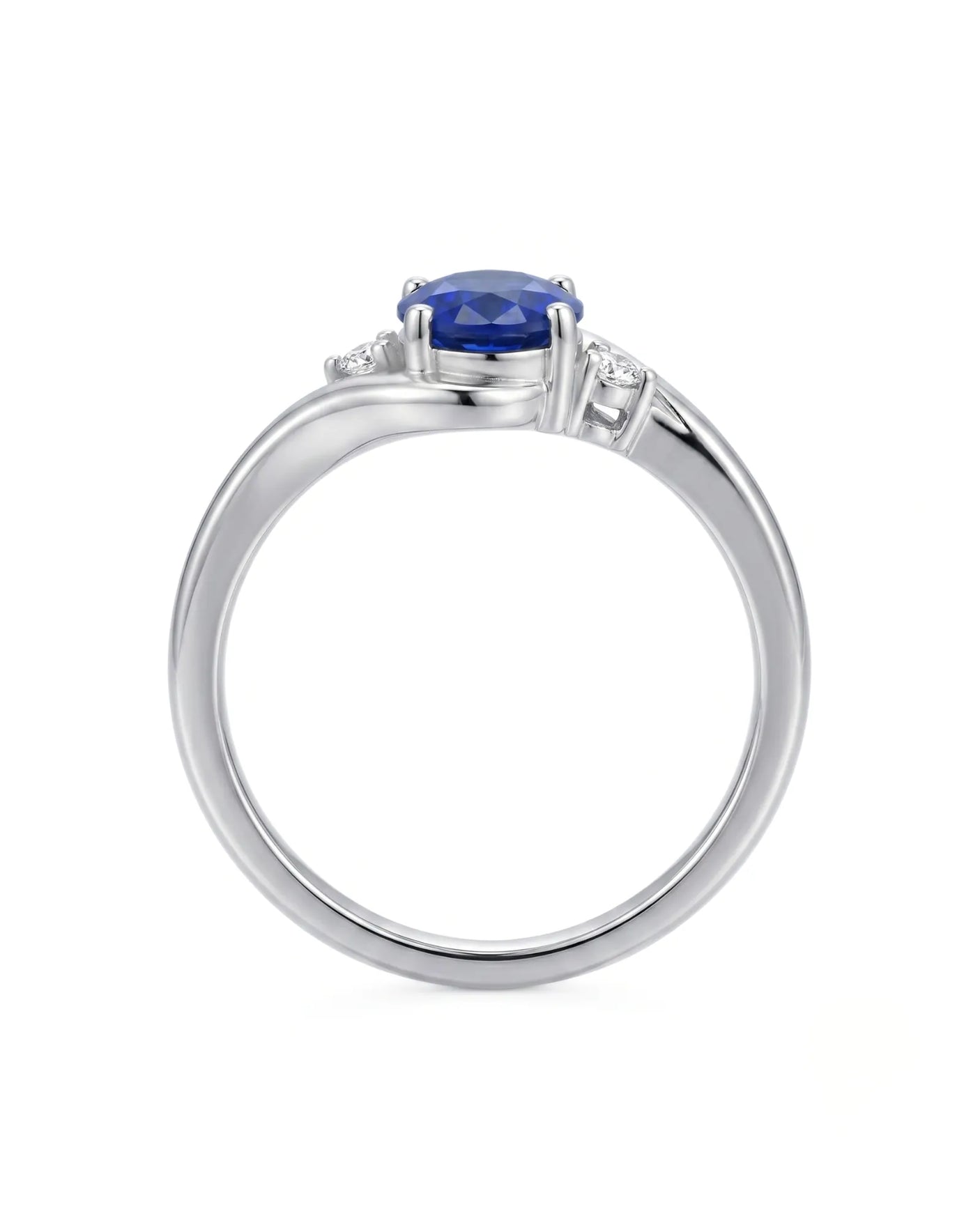 Sapphire and diamond promise ring with twisted shank in platinum | SARATTI