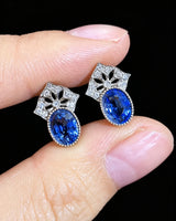 Sapphire diamond stud earrings in 18K white gold for elegant everyday and occasion styling | SARATTI