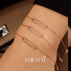  Top View of a Model wearing the Saren Classic Diamond Bracelet for Women | Saratti 