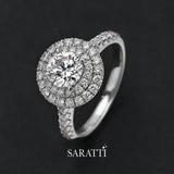 18K White Gold Diamond Promise Ring with Triple Halo | Saratti Jewelry