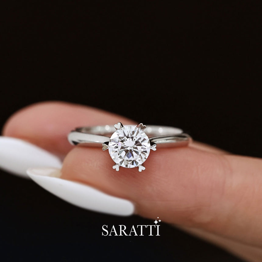 Round Diamond Promise Ring with Natural Diamond in Platinum | Saratti