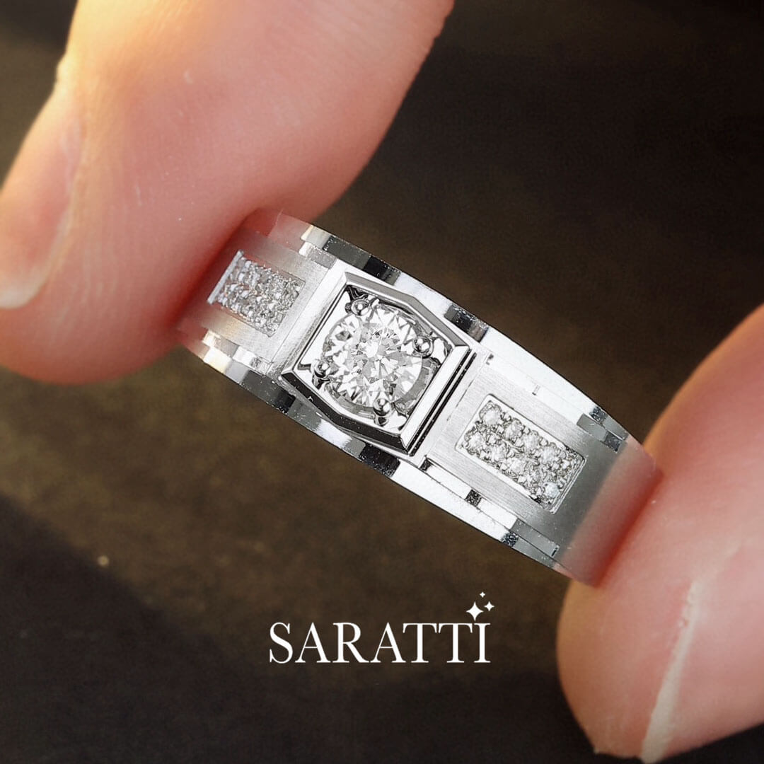 Top view of the Six Paths Echelon Diamond Ring for Men | Saratti 