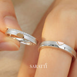 Matte White Gold Heart Set | Romantic Matching Wedding Rings For Him & Her | Saratti Jewelry | Saratti