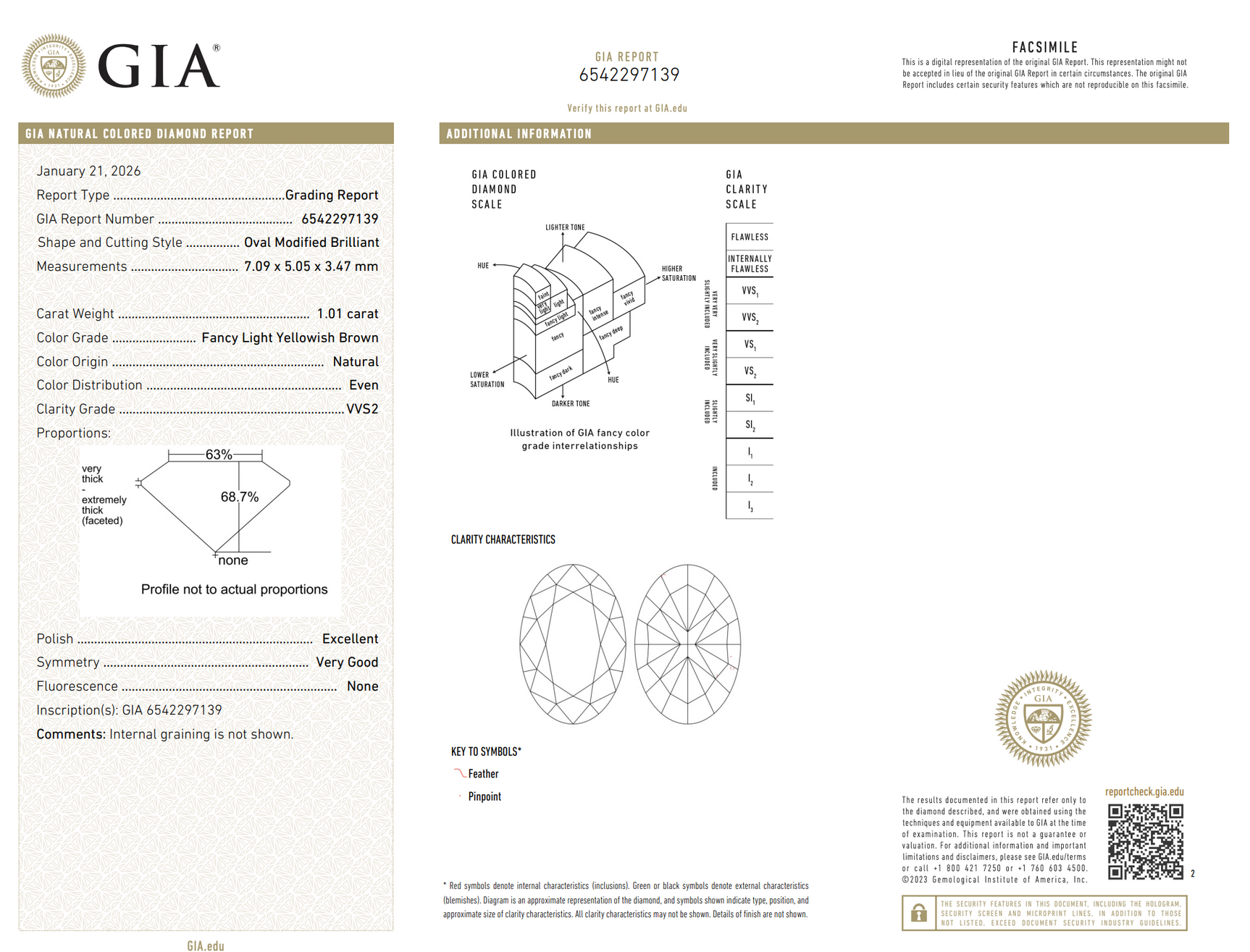1.01ct Oval Natural Diamond (Colour Fancy Light Yellowish Brown, Clarity VVS2, GIA Certified)