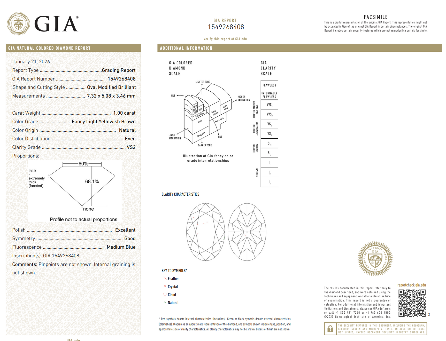 1.00ct Oval Natural Diamond (Colour Fancy Light Yellowish Brown, Clarity VS2, GIA Certified)