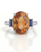 Sculpted prong Imperial Topaz setting with open gallery in 18K white gold | SARATTI