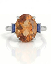 Sculpted prong Imperial Topaz setting with open gallery in 18K white gold | SARATTI