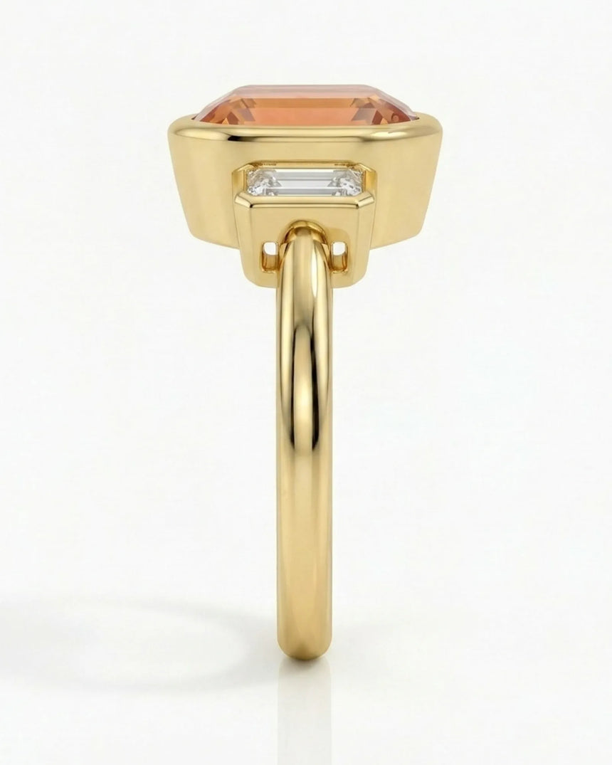 Secure pear Imperial Topaz Build My Ring setting with full gold bezel | SARATTI
