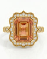Seraphine Lace Build My Ring setting for emerald cut Natural Imperial Topaz | SARATTI