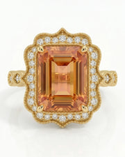 Seraphine Lace Build My Ring setting for emerald cut Natural Imperial Topaz | SARATTI