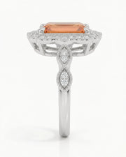 Seraphine Lace white gold setting for selected emerald cut Imperial Topaz | SARATTI