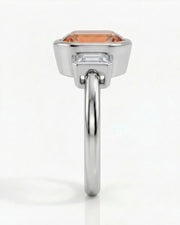 Setting-only pear Natural Imperial Topaz design with geometric diamond sides | SARATTI