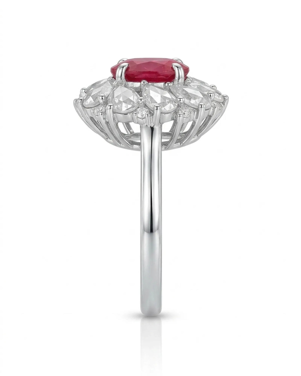 【Ships Fast】Ruby & Diamond Flower Ring - SARATTI