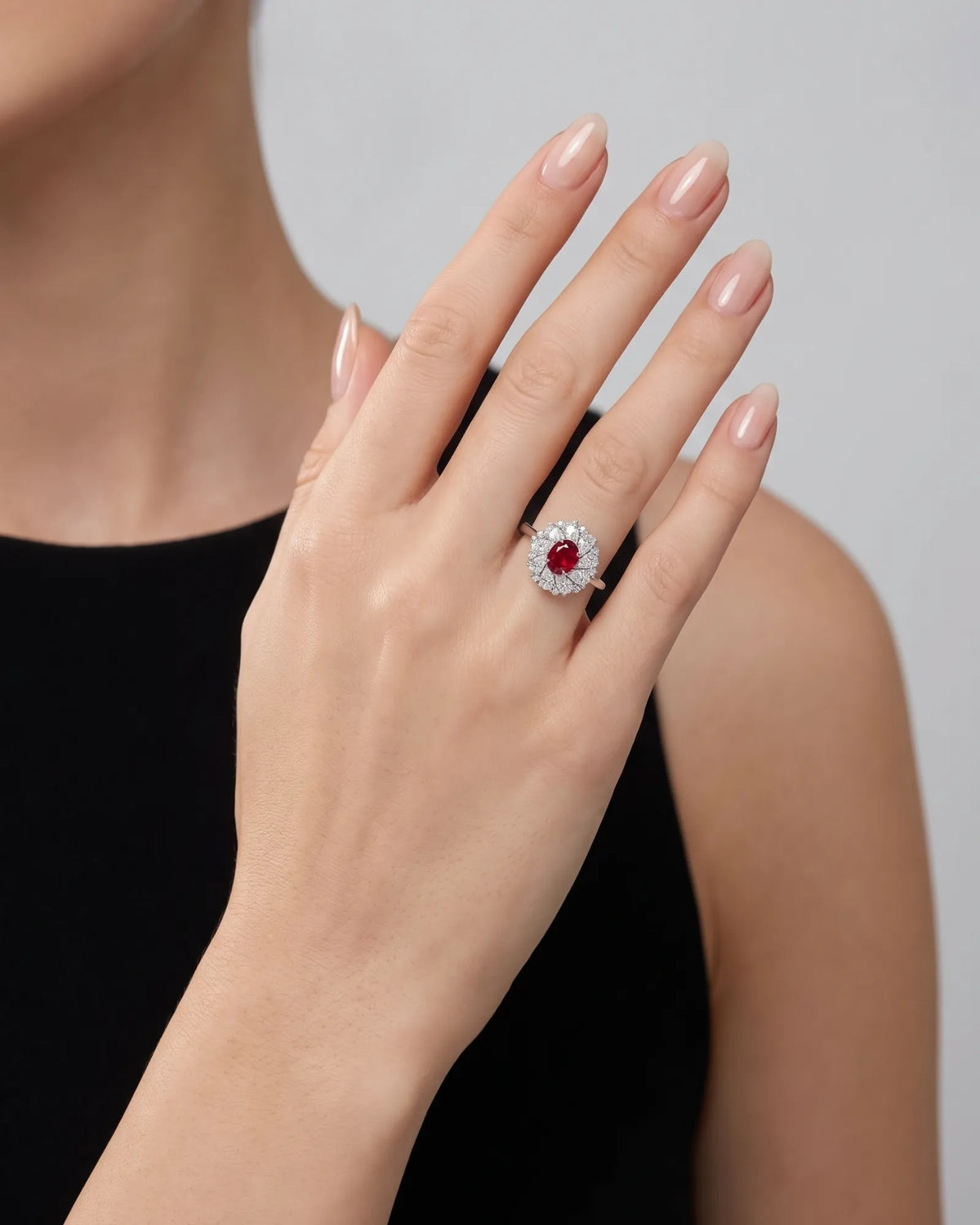 【Ships Fast】Ruby & Diamond Flower Ring | SARATTI