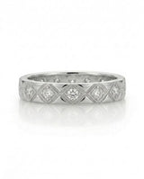 Hot Cross diamond-encrusted wedding band in white gold, side profile | SARATTI