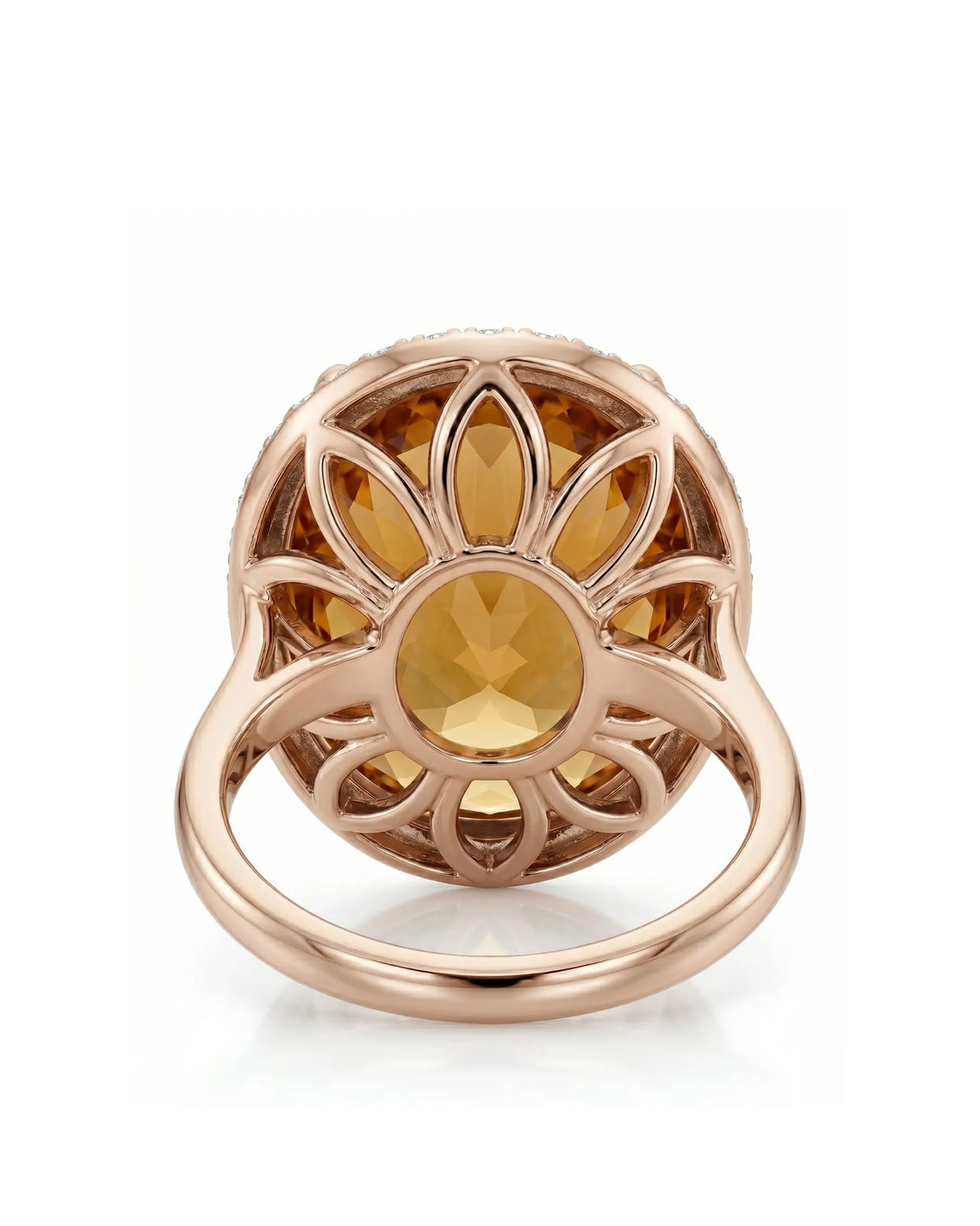 Side profile Imperial Topaz halo ring elevated design rose gold | SARATTI