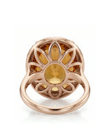 Side profile Imperial Topaz halo ring elevated design rose gold | SARATTI