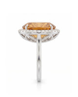 Side profile elevated Imperial Topaz halo ring platinum | SARATTI