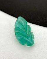 Side profile of Natural Emerald leaf showing carved relief depth - SARATTI