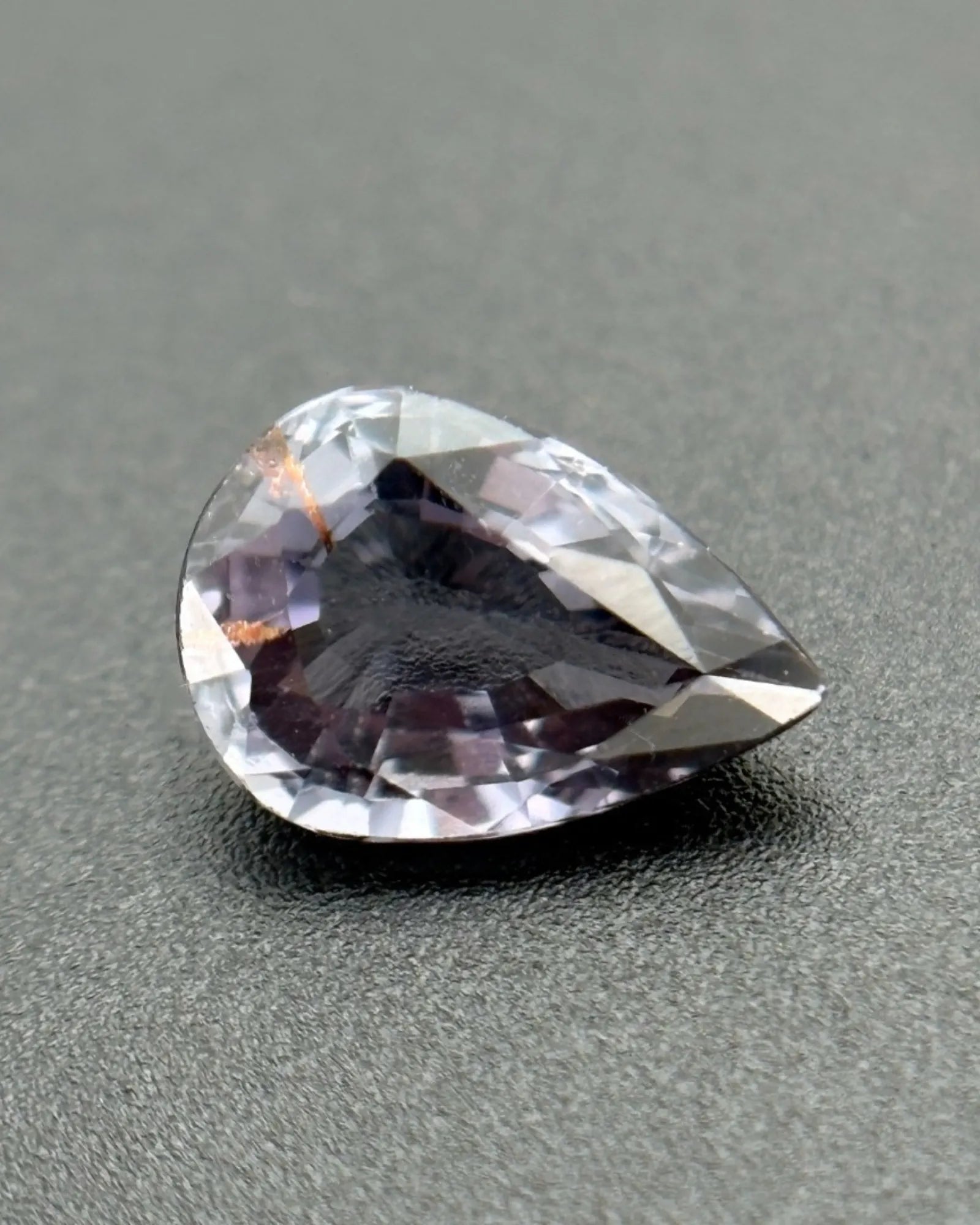 Side profile of Natural Gray Spinel pear-shaped gemstone | SARATTI