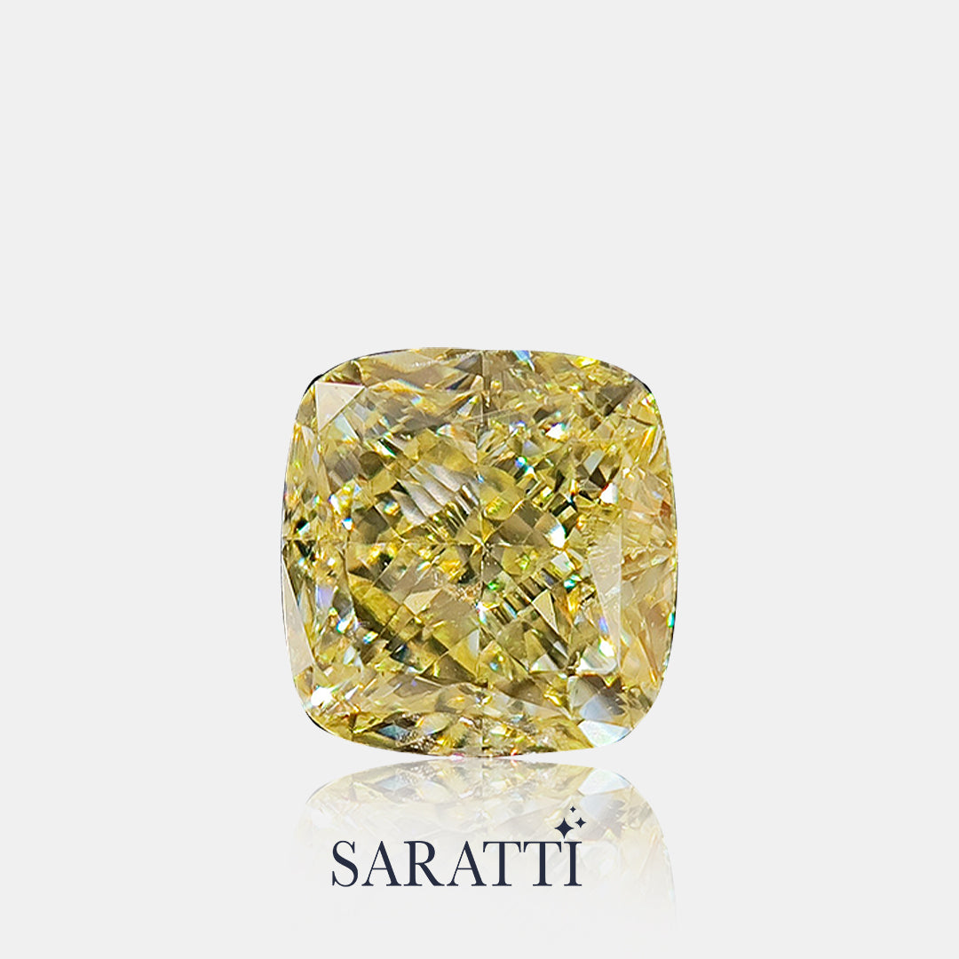 Side profile of cushion diamond 5.53 × 5.38 mm Fancy Light Yellow | SARATTI  