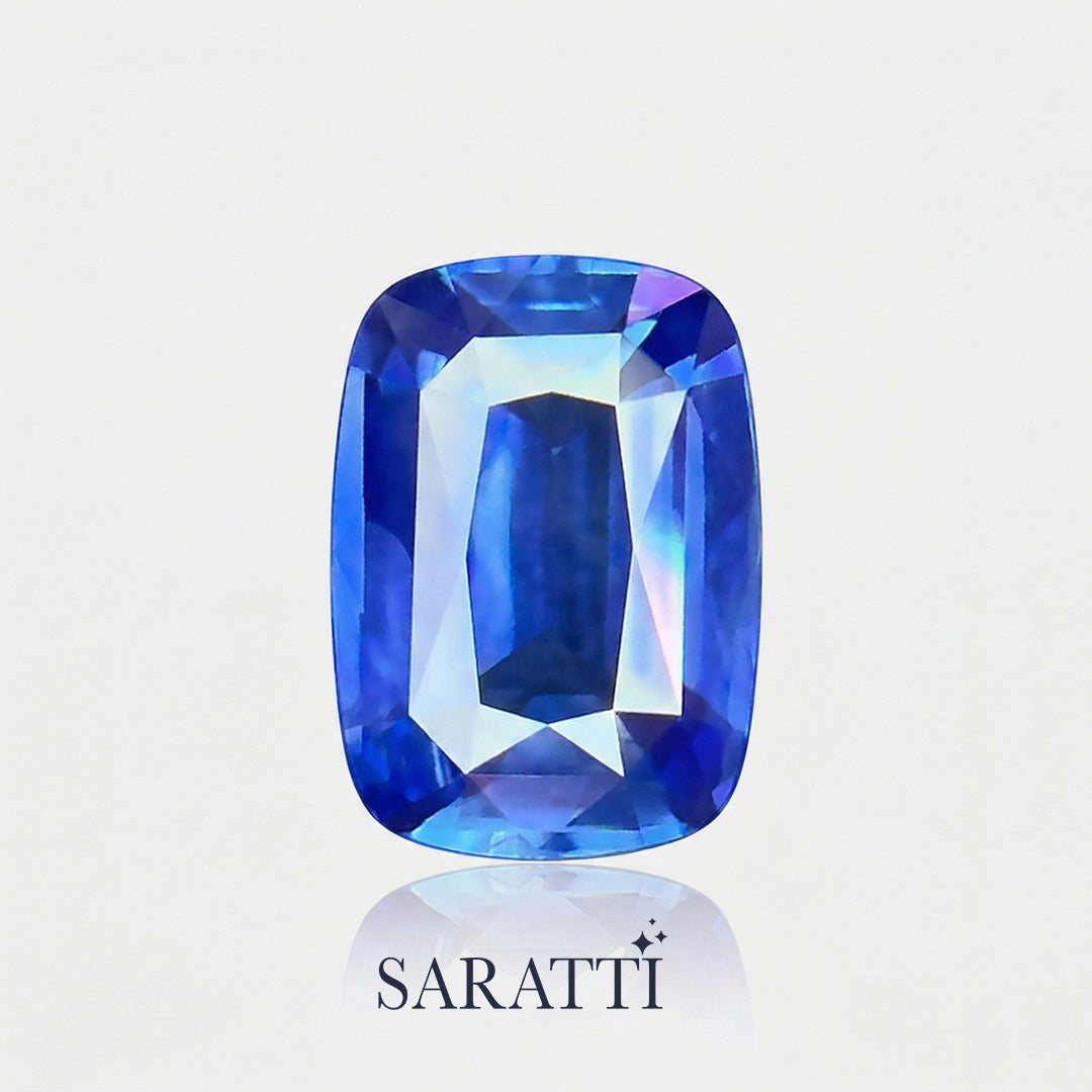 Side profile of cushion sapphire 6.90 × 4.91 × 3.02 mm loose stone | SARATTI