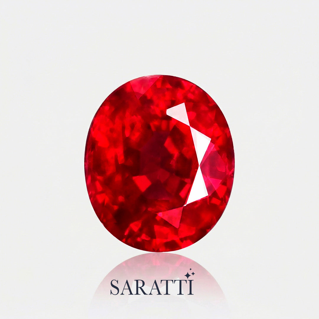 Side profile of oval ruby 6.75 × 5.63 × 3.97 mm loose stone | SARATTI