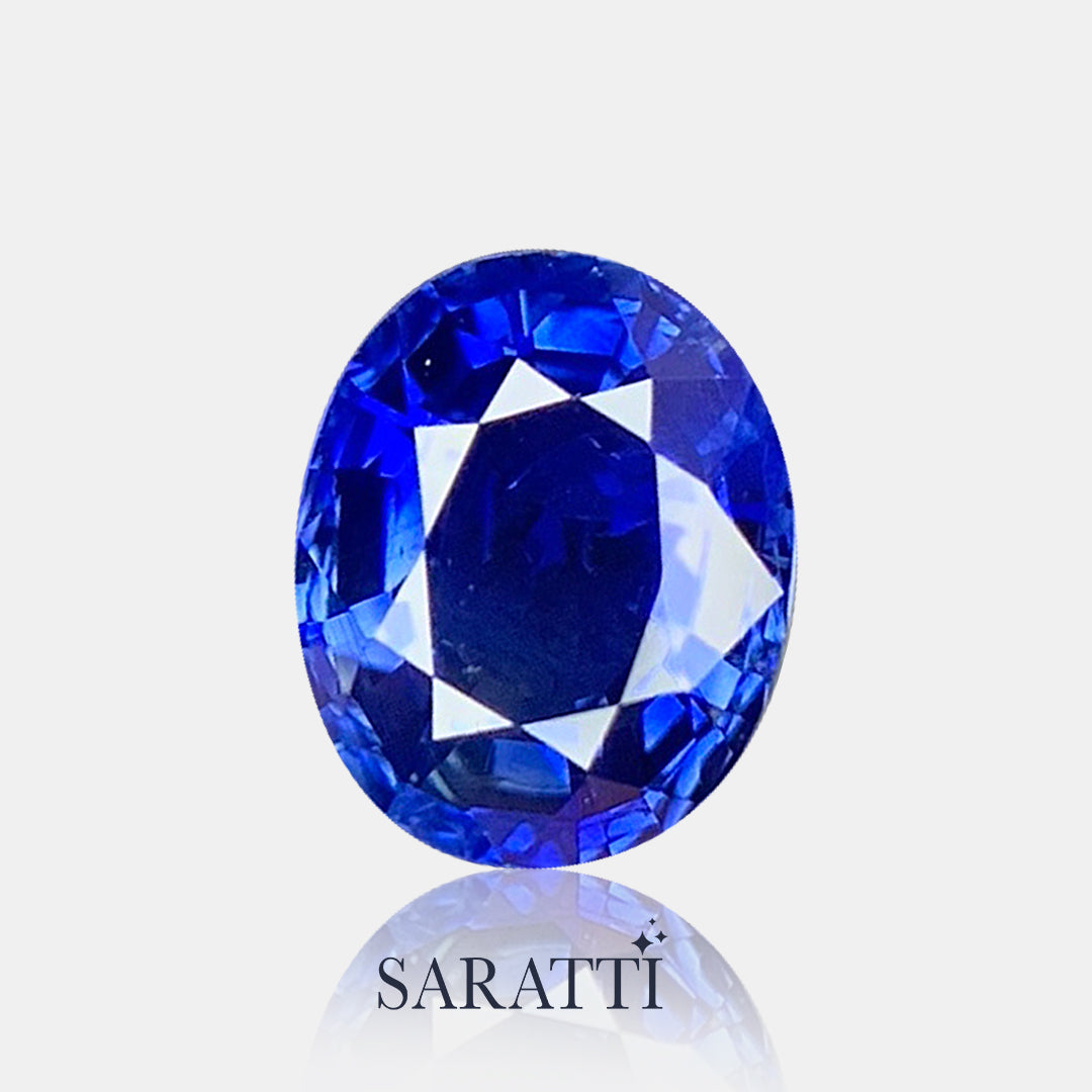 Side profile of oval sapphire 6.94 × 5.56 × 3.47 mm loose stone | SARATTI  
