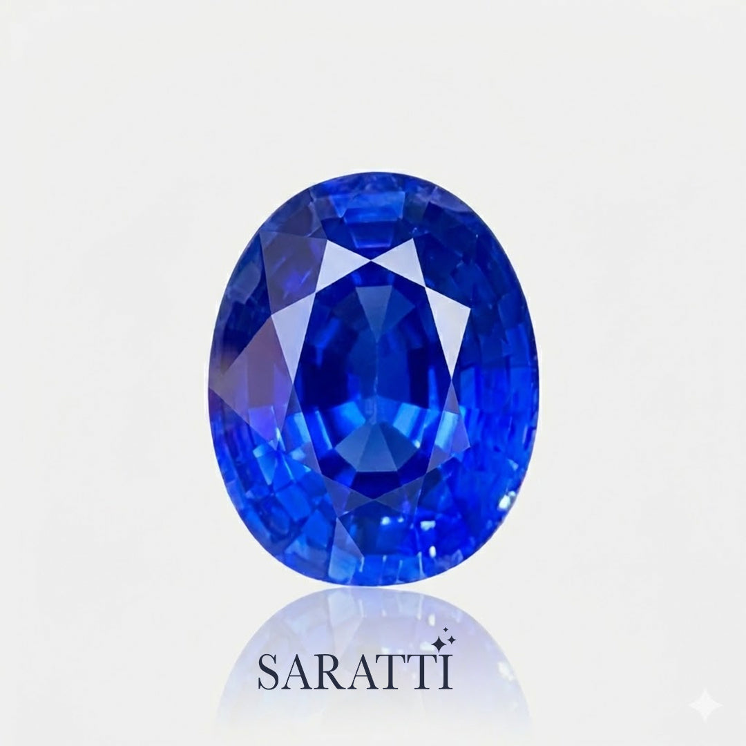 Side profile of oval sapphire 8.38 × 6.40 mm loose stone | SARATTI 