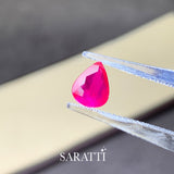 Side profile of pear ruby 7.59 × 5.94 × 2.54 mm loose stone | SARATTI  