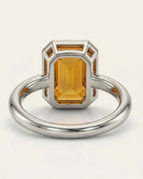 Side view emerald cut Imperial Topaz halo setting platinum - SARATTI